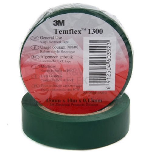Izolační páska 3M TEMFLEX 1300 15mm x 10m zelená