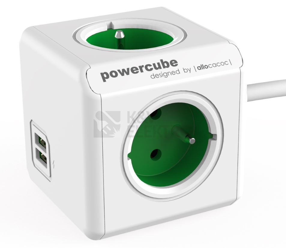 Obrázek produktu POWERCUBE EXTENDED USB 4X230V + USB + 1,5m prodlužovací kabel zelená 0