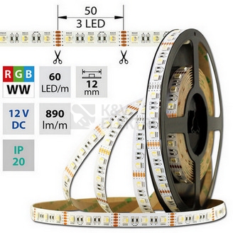 Obrázek produktu  LED pásek McLED 12V RGBW WW teplá bílá 12mm IP20 19,2W/m ML-123.635.60.0 (5m) 0