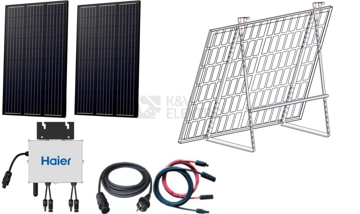 Obrázek produktu Fotovoltaický balkonový systém Haier V2.0 800/600W včetně panelů 2x 410Wp HMK1P-800D-FB 0