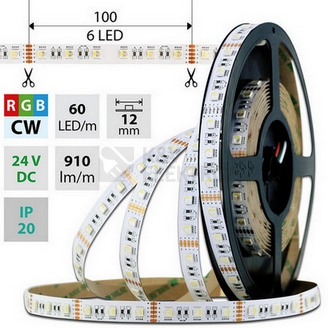 Obrázek produktu  LED pásek McLED 24V RGBW CW studená bílá 12mm IP20 19,2W/m ML-128.634.60.2 0